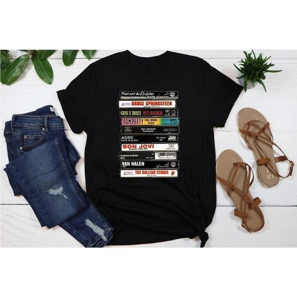 Rock Cassettes Tape Shirt Rock Bands Shirt Rock Band Vintage Feel - Picture 1 of 4